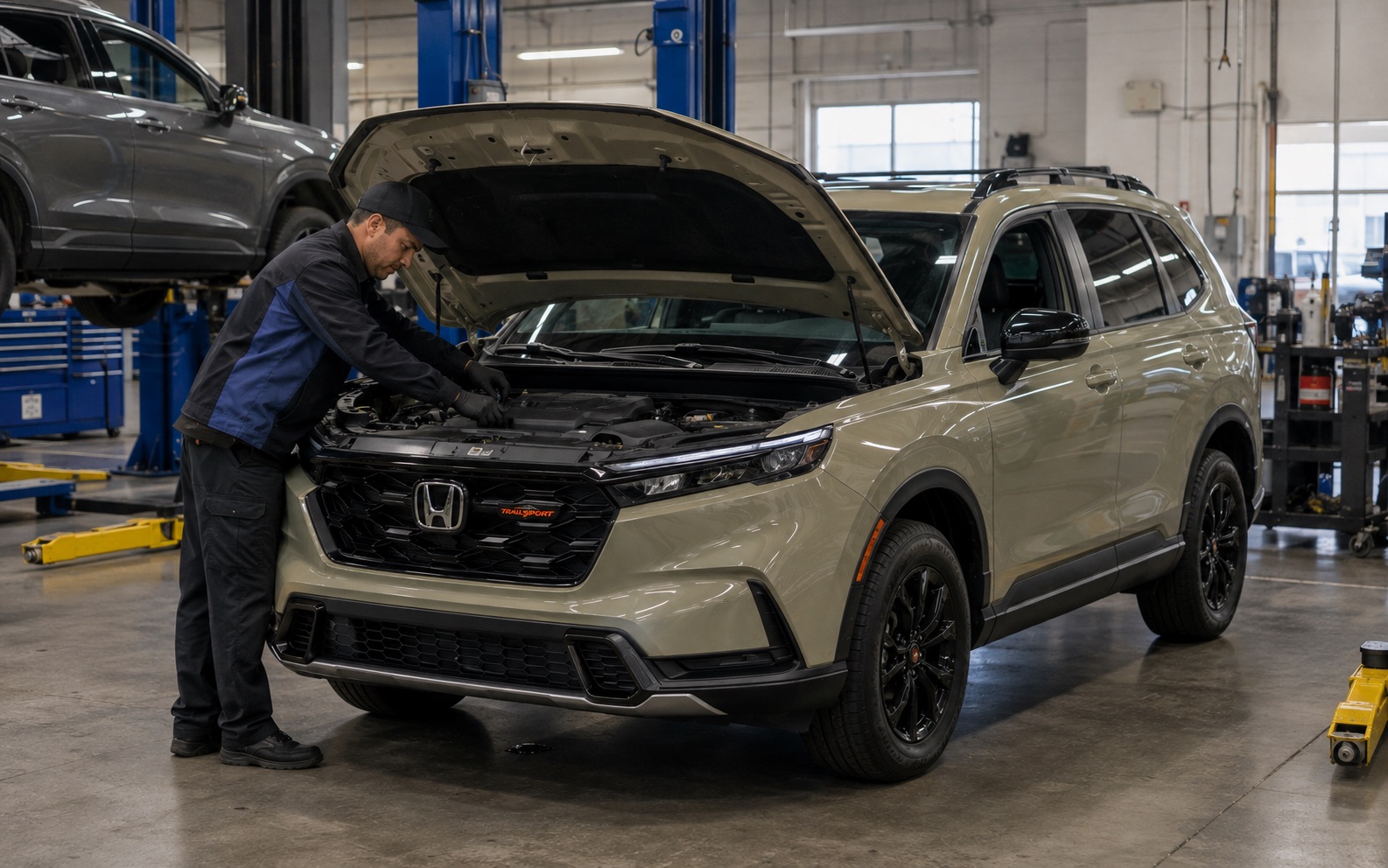 Honda CR-V in a service bay at Rensselaer Honda in Troy, New York