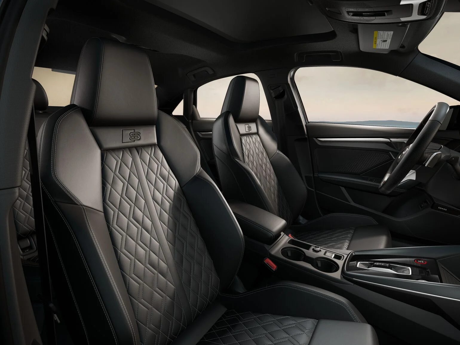 2025 Audi A3 Lineup Nappa Leather Black w/Rock Gray Diamond Stitch
