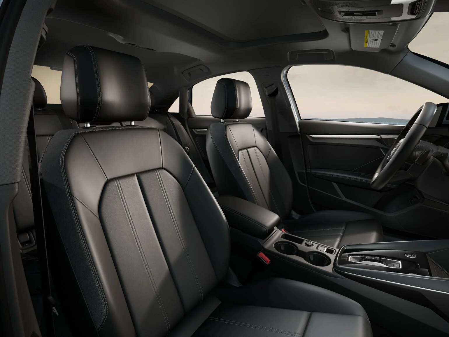 2025 Audi A3 Lineup Leather Black with Rock Gray Stitching 