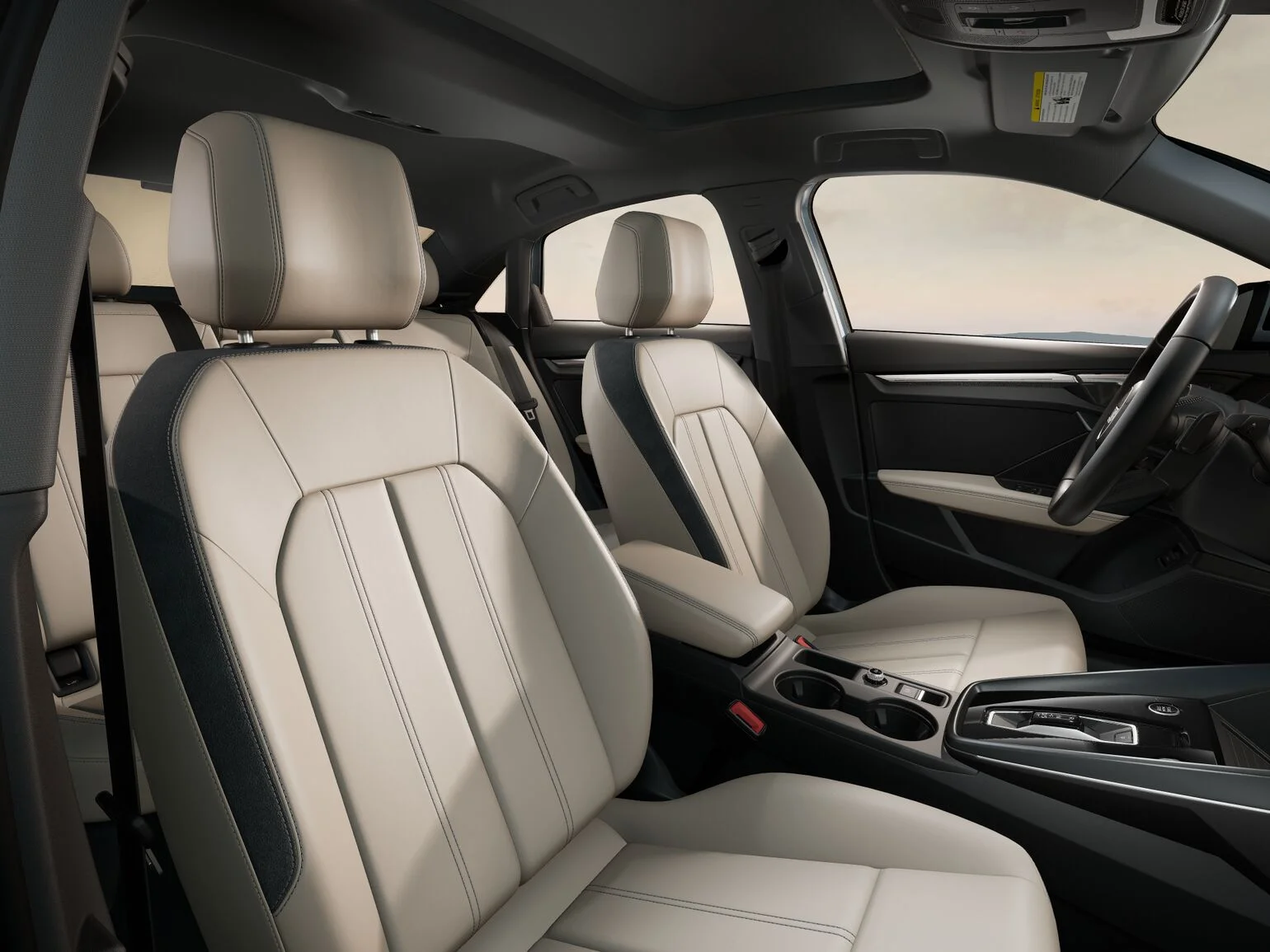 2025 Audi A3 Lineup Leather Parchment Beige-Steel Gray