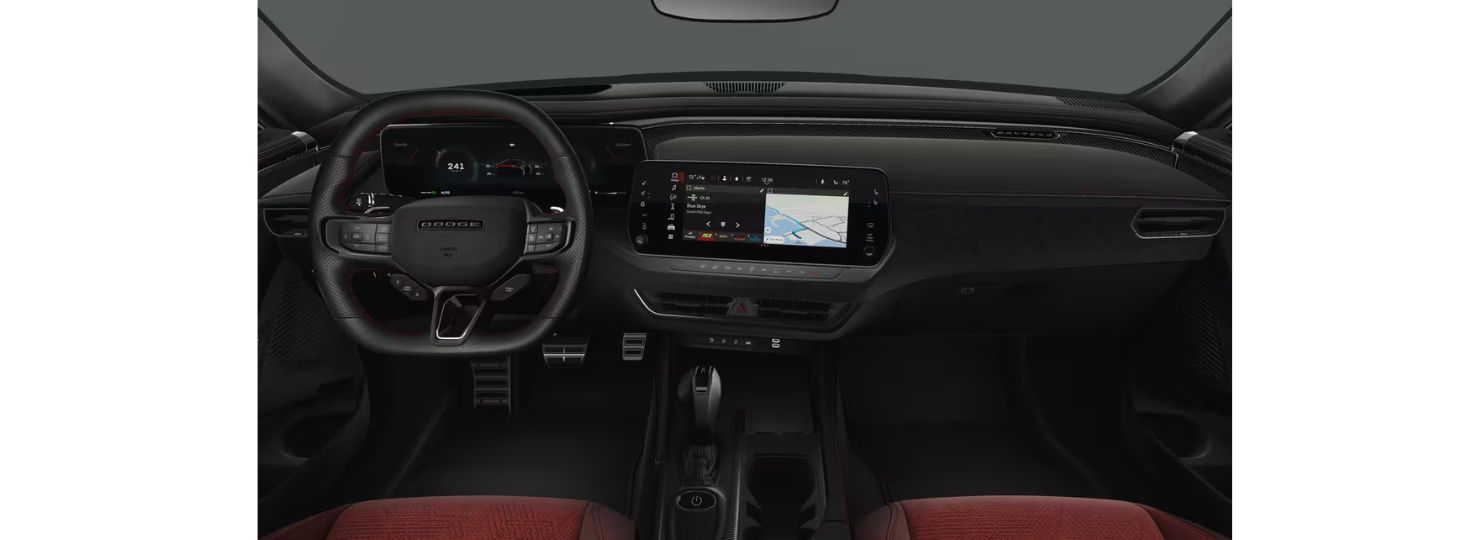 2025 Dodge Charger Leatherette/Suede Performance Seats in Demonic Red Seats
