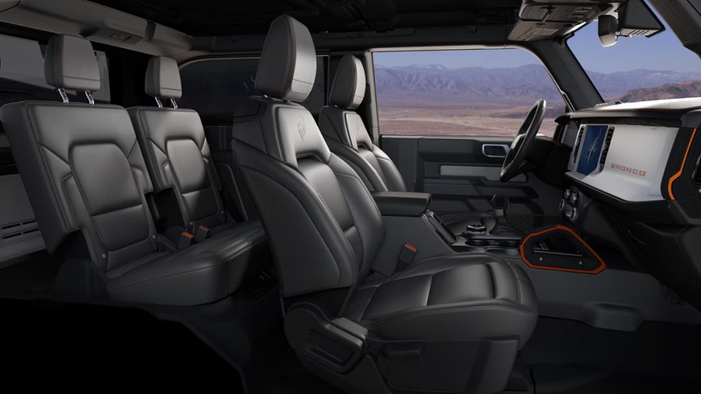 2025 Ford Bronco (JC Lewis) Black with Code Orange Stitching Unique Vinyl Seats