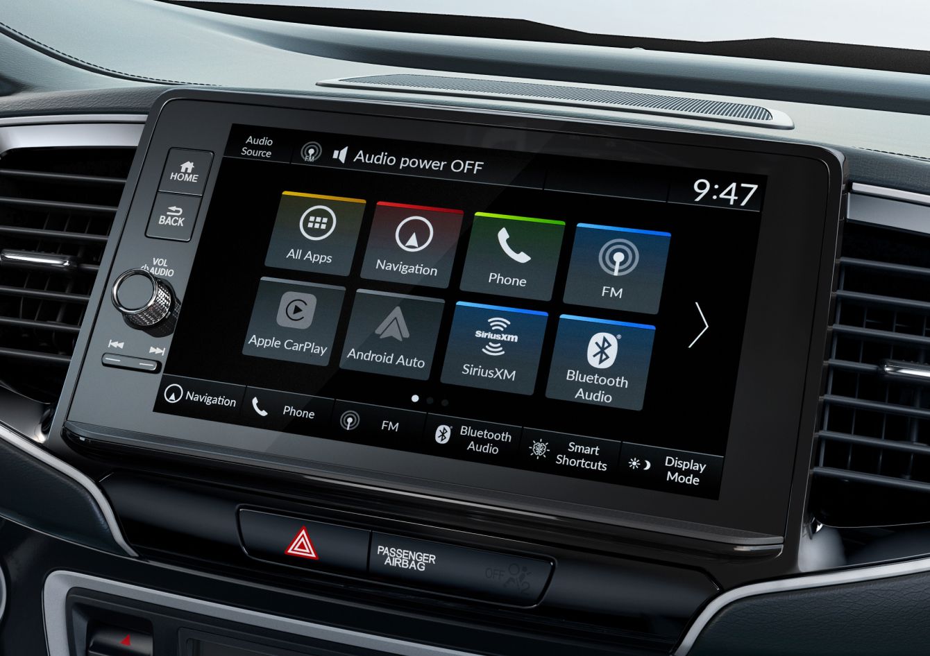 2026 Honda Ridgeline 9 inch display with apps shown