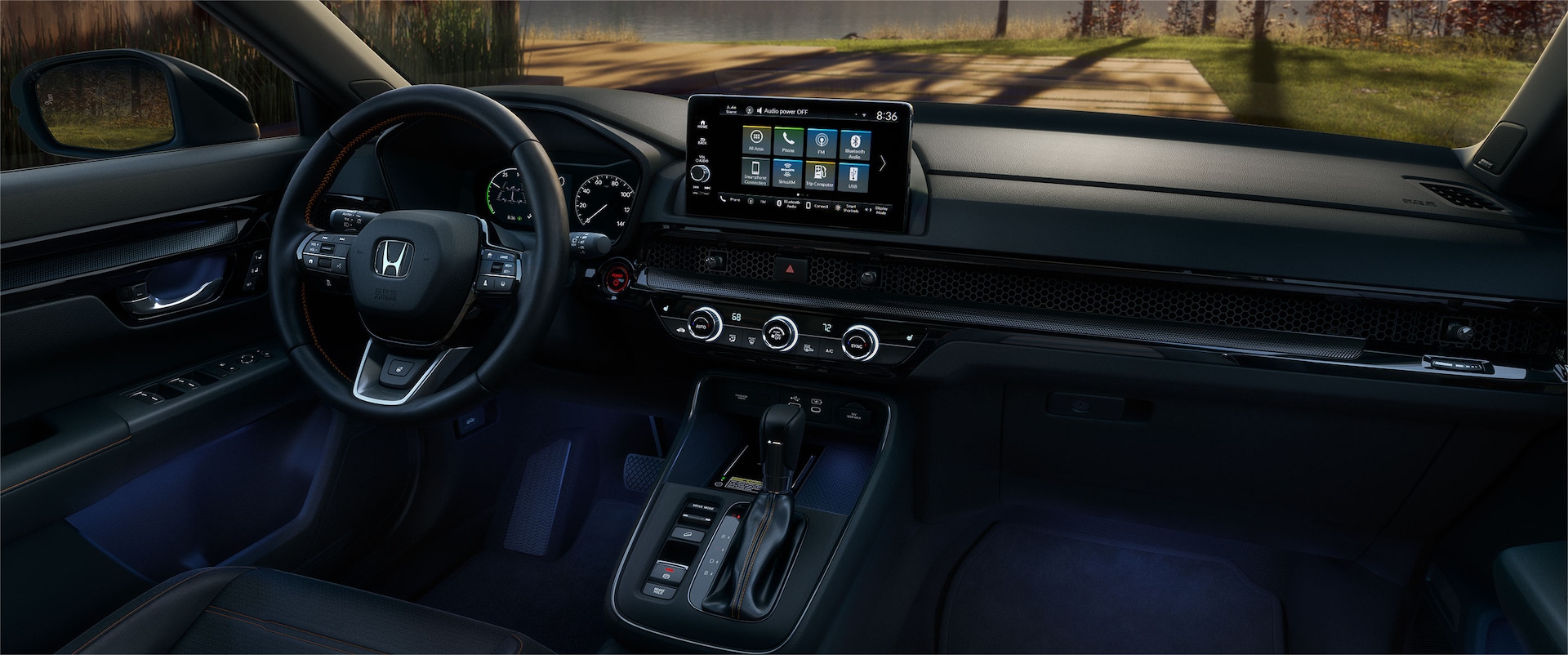2026 Honda CR-V interior color showin in black with a view of the front cabin
