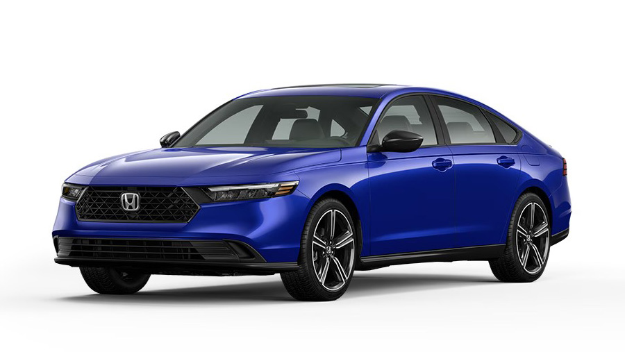 2026 Honda Accord Sport Hybrid trim level exterior with 19-inch wheels near Silko Honda in Raynham, MA.
