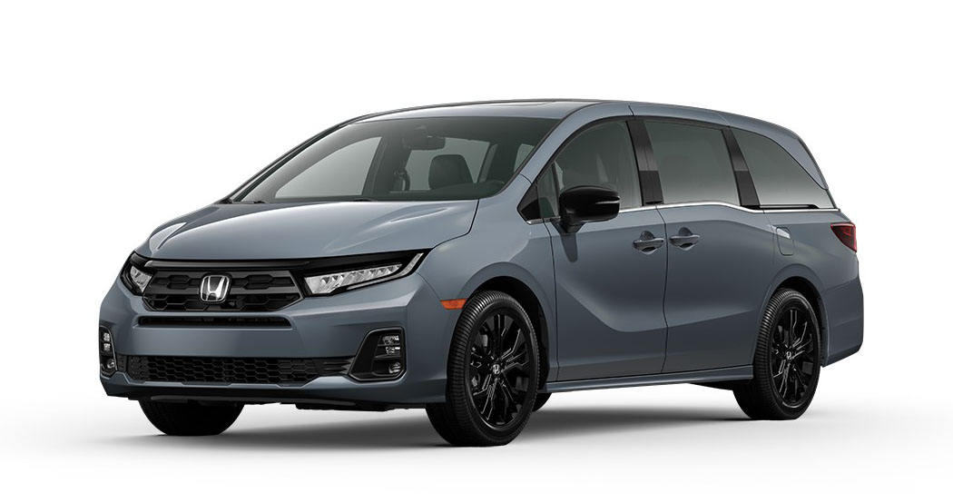 2026 Honda Odyssey Sport-L trim level with gloss-black wheels, red-accent cabin details, and family minivan practicality.