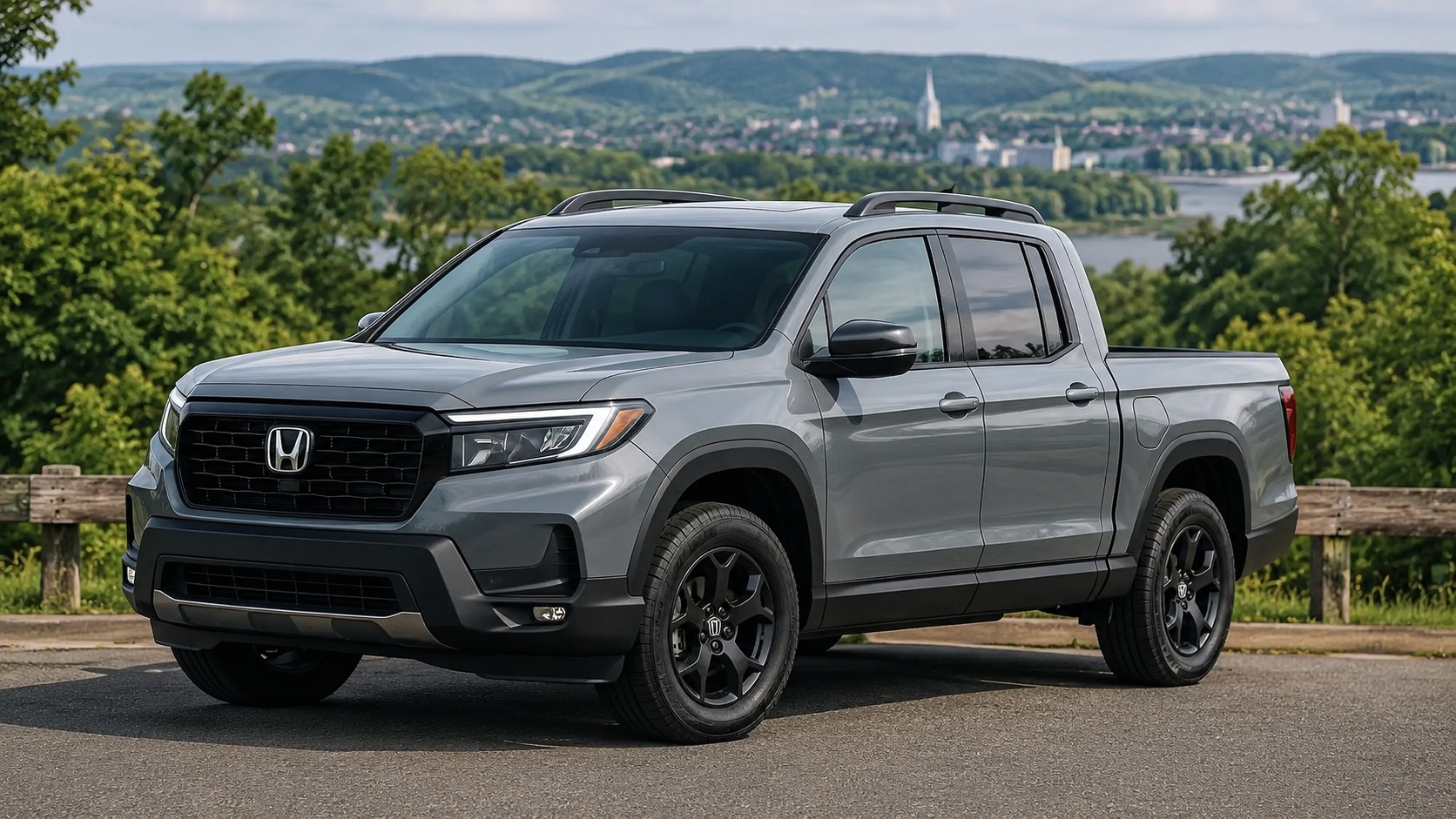 2026 Honda Ridgeline parked at a scenic overlook near Troy, NY