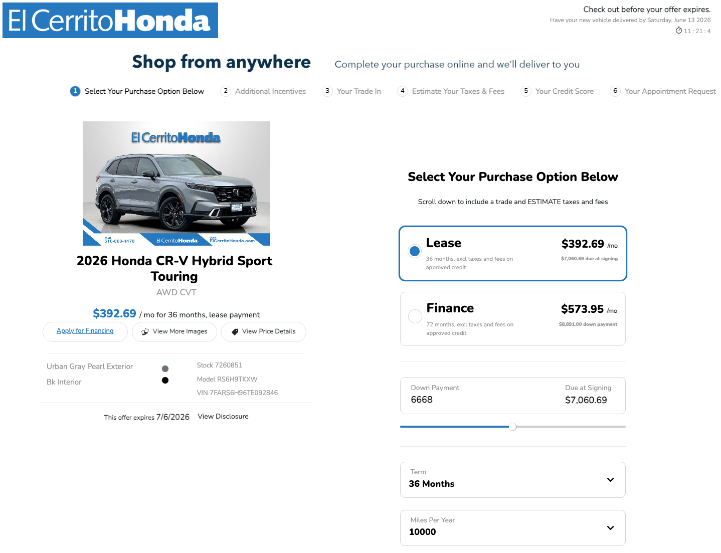 Find a lease deal at a Honda dealer near Oakland