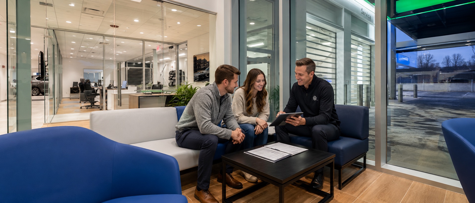 Silko Volkswagen of Easton Client Advisor helping Raynham-area shoppers review Volkswagen financing options