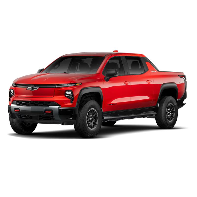 2026 Chevrolet Silverado EV in red against a white background