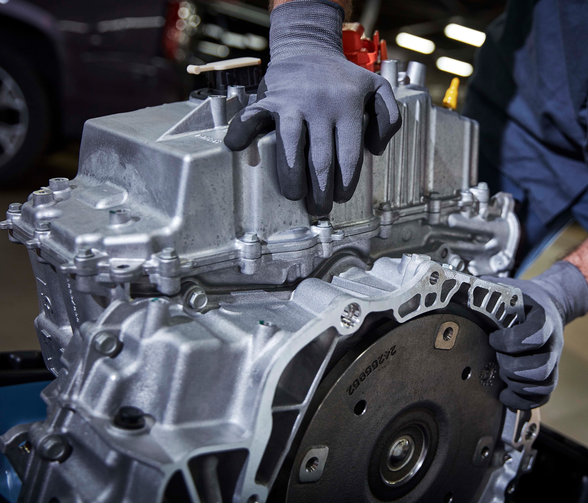 Chevy transmission being repaired after taken out of Silverado