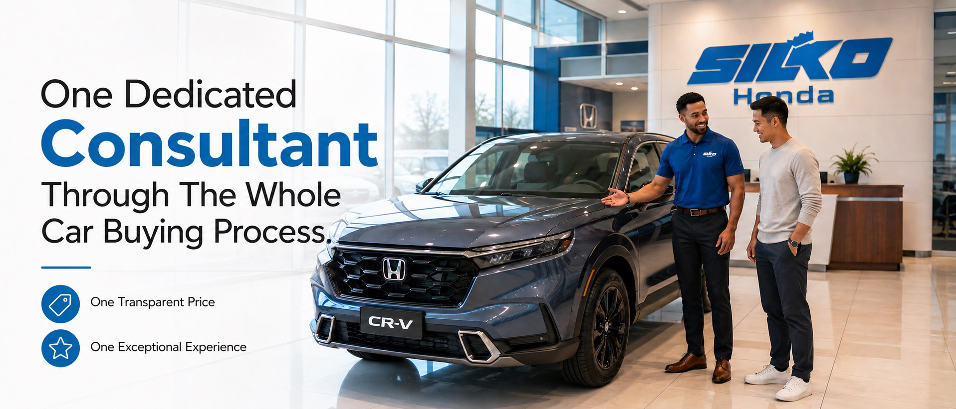 One dedicated Silko Honda Sales Consultant supporting a shopper throughout the car-buying process