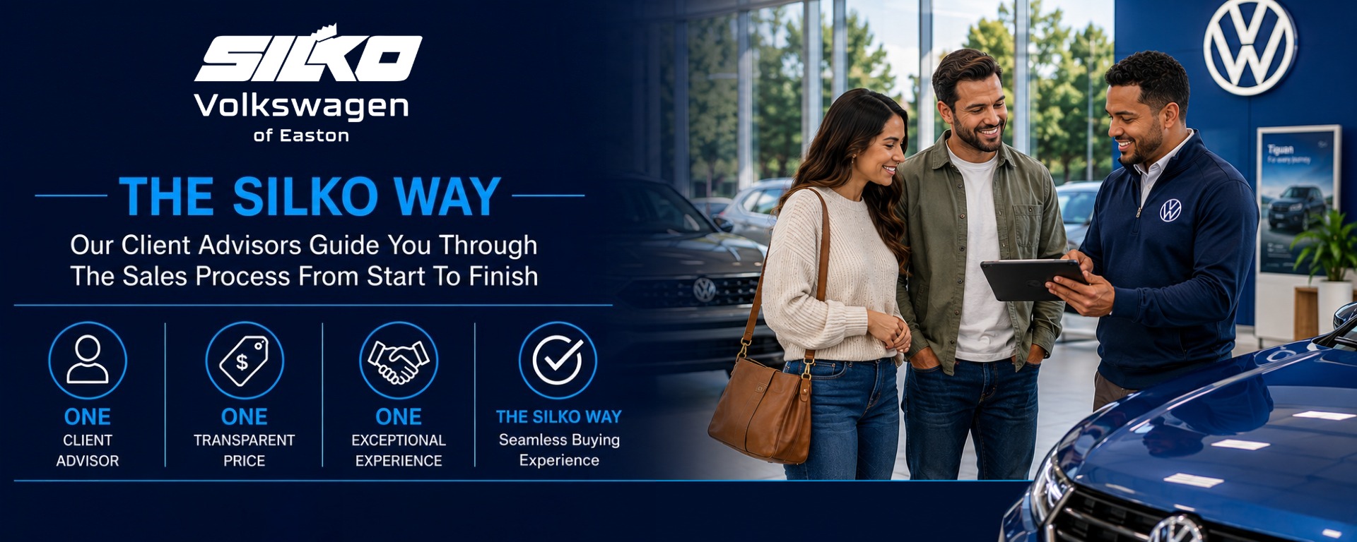 Silko Volkswagen dedicated Client Advisor supporting a shopper throughout the vehicle-buying process