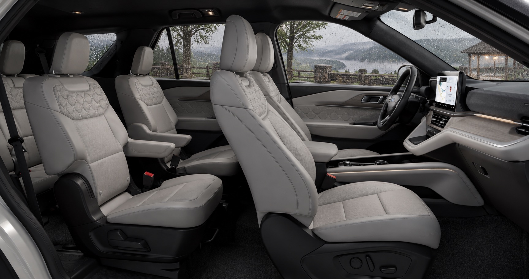 2027 Ford Explorer Platinum light interior with three-row seating in White Hall, WV