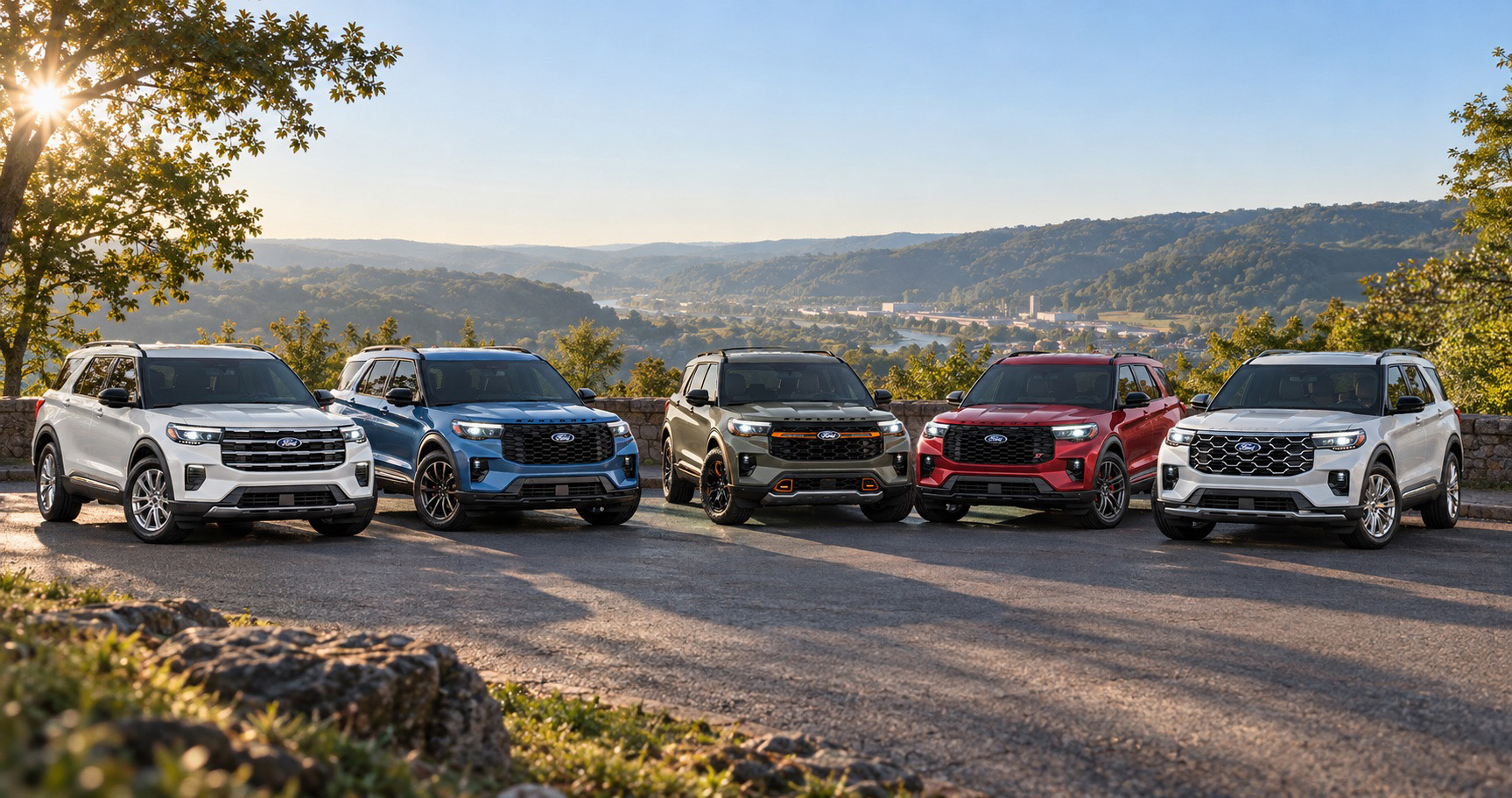 2027 Ford Explorer trim levels lineup overlooking White Hall, WV