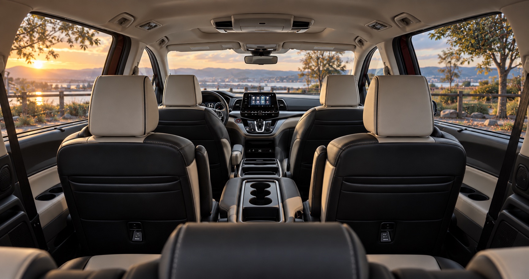 2027 Honda Odyssey Elite interior viewed from the third row in Pittsburg, CA