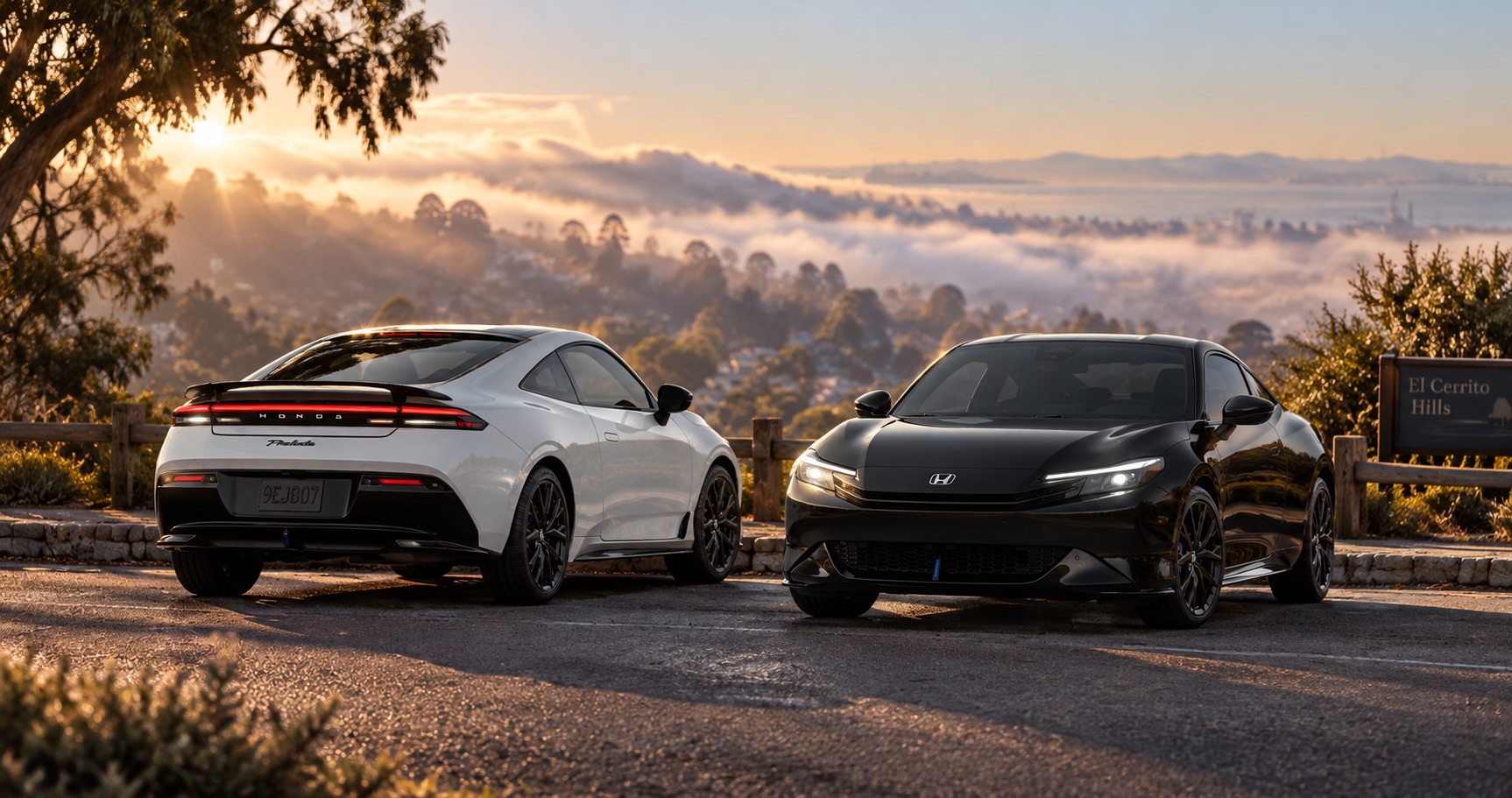 2027 Honda Prelude models parked in the El Cerrito Hills