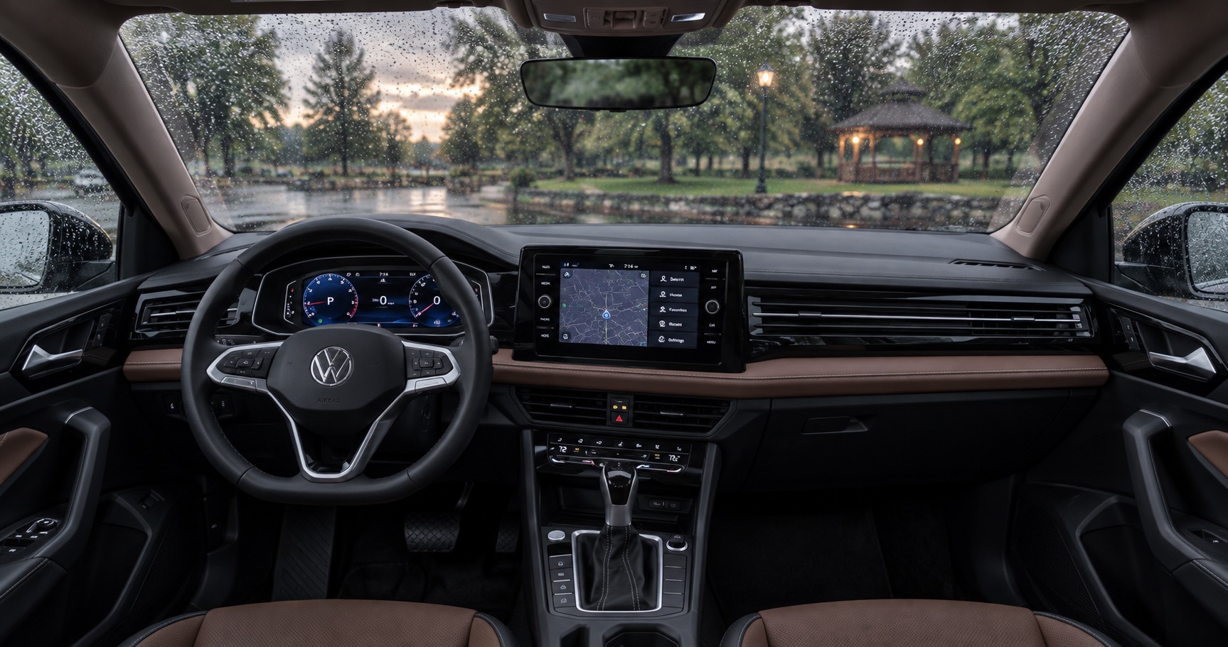 2027 Volkswagen Jetta SEL interior on a rainy day in Easton, MA