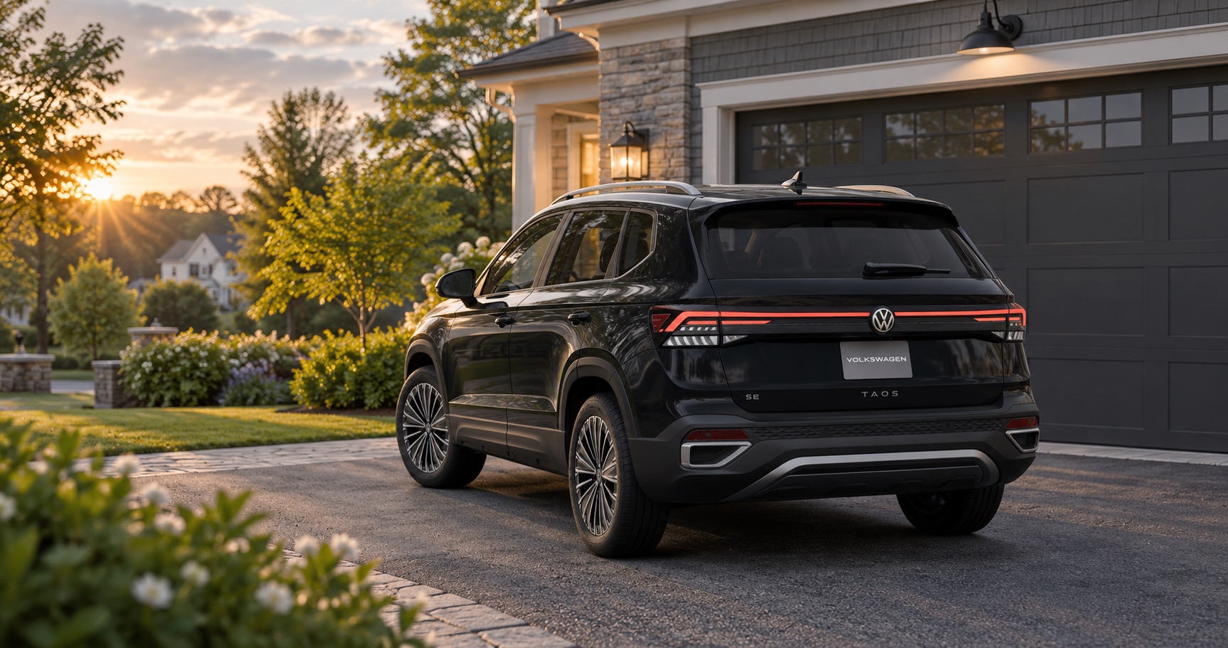 2027 Volkswagen Taos parked in a residential driveway in Easton, MA