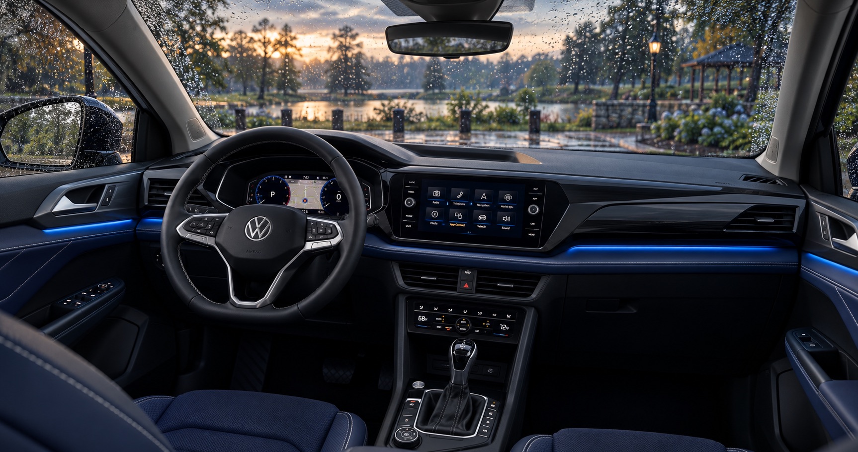 2027 Volkswagen Taos interior on a rainy day in Easton, MA