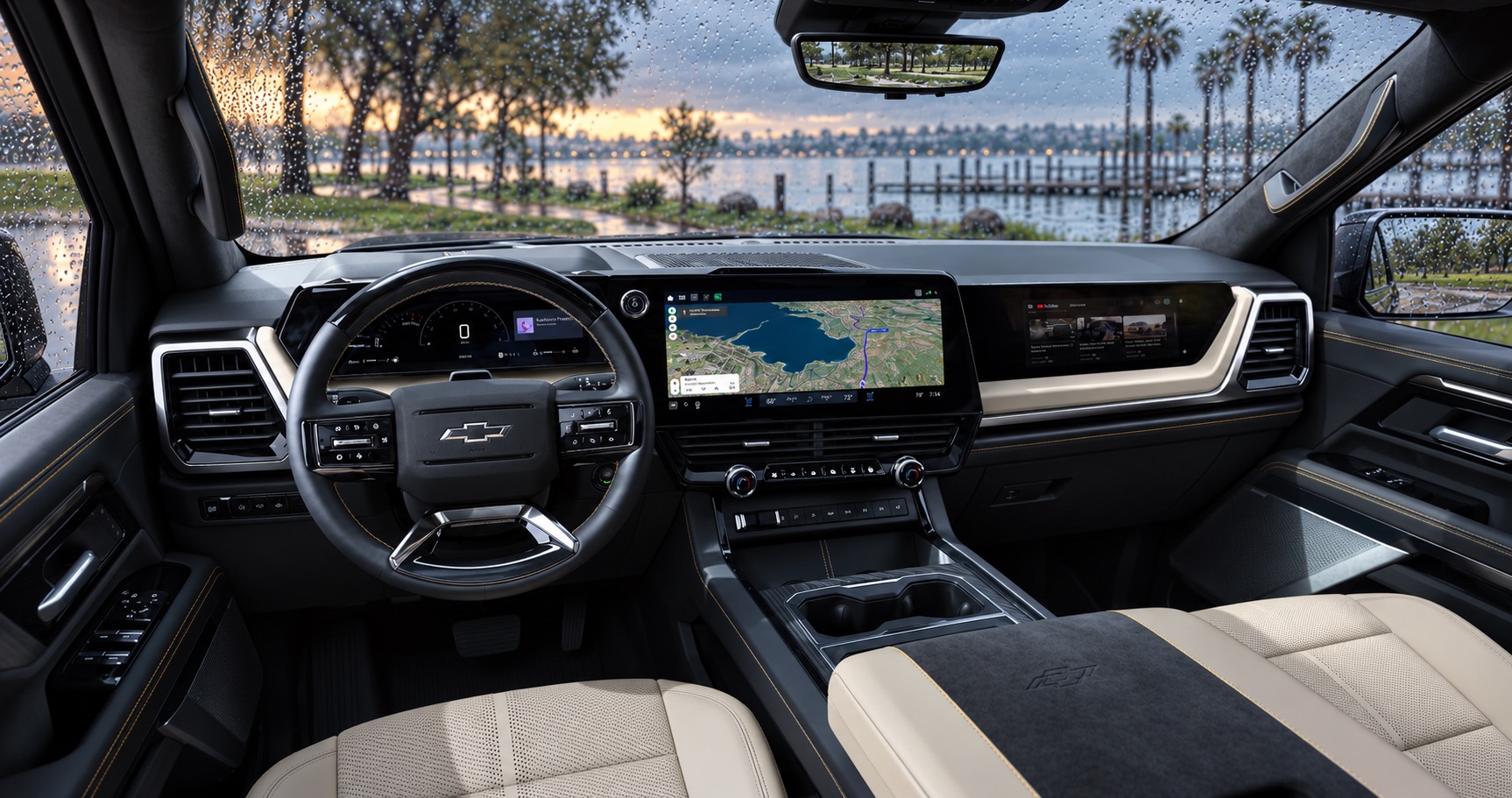 2027 Chevrolet Silverado 1500 interior overlooking a waterfront park in Pittsburg, CA