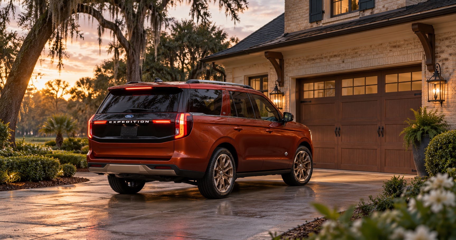 2027 Ford Expedition King Ranch parked in the driveway of a luxury home in Savannah, GA