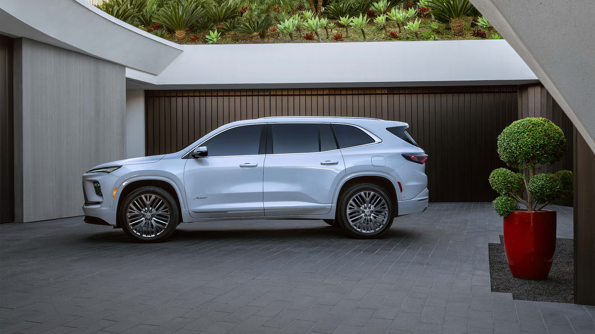 2027 Buick Enclave three-row SUV exterior, showing its updated design and front-end styling.