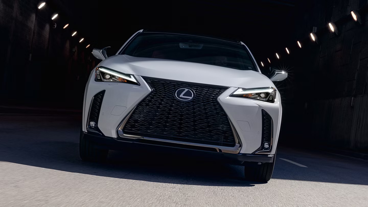 Lexus UX 300h luxury hybrid crossover exterior.
